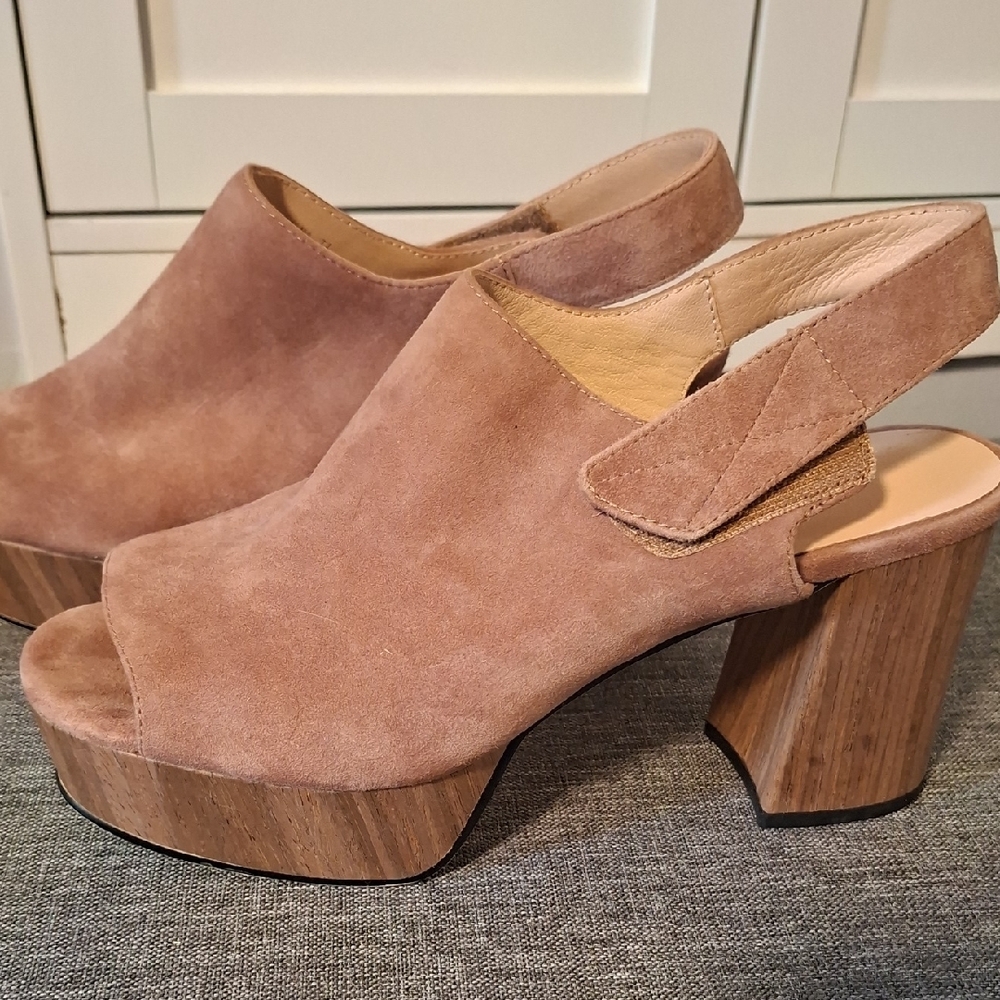 Sacha London Taupe Suede Platform Slingback Heels - Picture 5 of 11